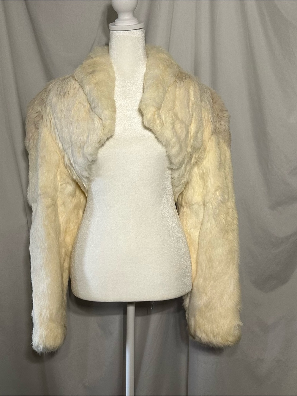 Classic Cream Rabbit Fur Cropped Jacket